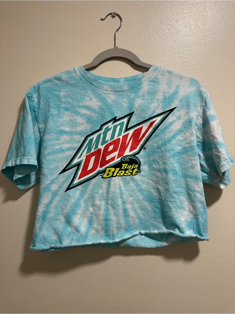 Baja Blast Tie-Dye Women’s Cropped T-Shirt - Blue/White